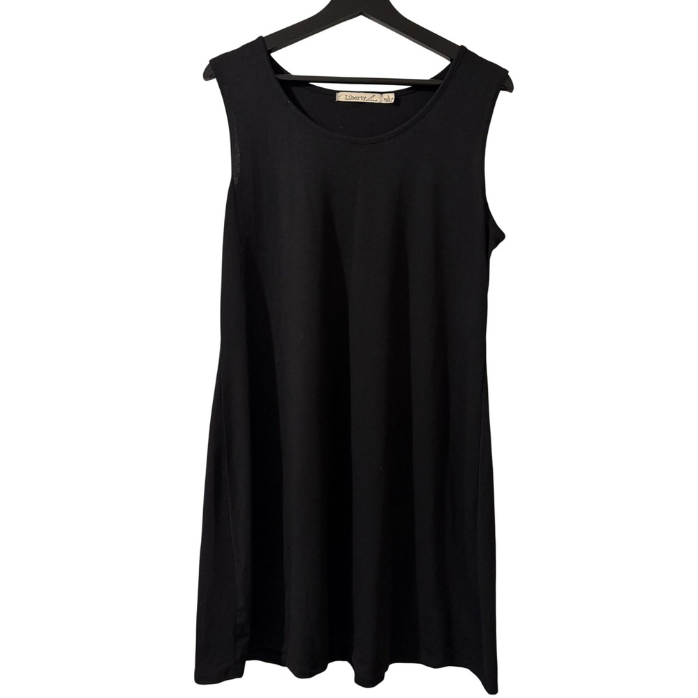 Liberty Love Womens Black Sleeveless Scoop Neck Jersey Shift Mini Dress Large
